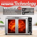 Gourmia Toaster Oven Air Fryer Combo 17 cooking presets 1700W french door digital air fryer oven 24L capacity accessories, convection rack, baking pan tray recipe book GTF7655,Large,Stainless Steel