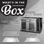 Gourmia Toaster Oven Air Fryer Combo 17 cooking presets 1700W french door digital air fryer oven 24L capacity accessories, convection rack, baking pan tray recipe book GTF7655,Large,Stainless Steel