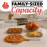 Gourmia Toaster Oven Air Fryer Combo 17 cooking presets 1700W french door digital air fryer oven 24L capacity accessories, convection rack, baking pan tray recipe book GTF7655,Large,Stainless Steel