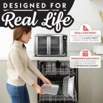 Gourmia Toaster Oven Air Fryer Combo 17 cooking presets 1700W french door digital air fryer oven 24L capacity accessories, convection rack, baking pan tray recipe book GTF7655,Large,Stainless Steel