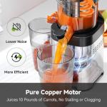Cold press Juicer Machines with 5.4" Extra Self-Feeding for Whole Vegetable & Fruit, Juice Extractor with Large Auger & Triple Strainers, Easy to Clean, High Juice Yield, Stainless Steel Silver