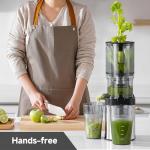 Cold press Juicer Machines with 5.4" Extra Self-Feeding for Whole Vegetable & Fruit, Juice Extractor with Large Auger & Triple Strainers, Easy to Clean, High Juice Yield, Stainless Steel Silver