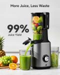Cold Press Juicer, EUHOMY 5.5" Extra Large Feed Chute Slow Masticating Juicer, 250W Juicer Machines, 99.6% High Juice Yield, Easy to clean, Reverse Function, for Whole Vegetables & Fruits. Black