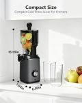 Cold Press Juicer, EUHOMY 5.5" Extra Large Feed Chute Slow Masticating Juicer, 250W Juicer Machines, 99.6% High Juice Yield, Easy to clean, Reverse Function, for Whole Vegetables & Fruits. Black