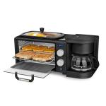 Nostalgia 3-in-1 Retro Breakfast Station - Includes 5 Cup Coffee Maker, Non-Stick Ceramic Griddle, and 4-Slice Toaster Oven - Built-In Timer, Reusable Coffee Filter, Space-Saving Design - Black