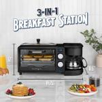 Nostalgia 3-in-1 Retro Breakfast Station - Includes 5 Cup Coffee Maker, Non-Stick Ceramic Griddle, and 4-Slice Toaster Oven - Built-In Timer, Reusable Coffee Filter, Space-Saving Design - Black