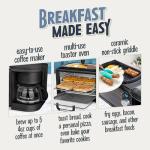 Nostalgia 3-in-1 Retro Breakfast Station - Includes 5 Cup Coffee Maker, Non-Stick Ceramic Griddle, and 4-Slice Toaster Oven - Built-In Timer, Reusable Coffee Filter, Space-Saving Design - Black