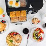 Nostalgia 3-in-1 Retro Breakfast Station - Includes 5 Cup Coffee Maker, Non-Stick Ceramic Griddle, and 4-Slice Toaster Oven - Built-In Timer, Reusable Coffee Filter, Space-Saving Design - Black