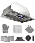 FlyPine 36 inch Stainless Steel Insert Range Hood - 900 CFM, Ultra-Quiet 4-Speed Vent, Touch/Remote Control, LED Lights, Ducted/Ductless Convertible