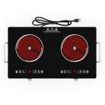 Nafewin 2 Burner Electric Cooktop 110V, 4000W Portable Electric Stove Infrared Hot Plate, 24 inch Countertop Burners with Handle, 3-Hours Timing Setting & Kid Safety Lock, Compatible for All Cookwares