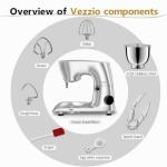 Vezzio Stand Mixer,6 Quarts,10-Speed Tilt-Head,Kitchen Food Mixer with Stainless Steel Bowl,Dough Hook,Whisk, Beater,Egg White Separator (Silver)