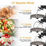 Garvee 7.5 QT Stand Food Mixer, 10-Speed Tilt Head 3 in-1 Kitchen Electric Mixer with Stainless Steel Bowl, Egg Whisk, Dough Hook, Beater, Splash Guard, Compact Dough Mixer for Home Cooks, Black