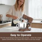 CKEMU Stand Mixer, 9-Quart Stainless Steel Bowl, 660W Professional Power, Multiple Speed Options, Sturdy Design, Easy to Clean, Lifetime Support, SM-1550(Caramel)
