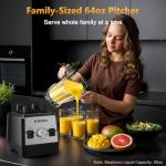 H-Duka Blender, Countertop Blenders for Kitchen with 64oz Pitcher, Powerful 25000 PRM Blender for Smoothies, Ice Crushing, Frozen Fruits, Milkshakes, Pulse Function, Self-Cleaning (Silver Black)