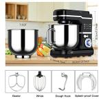 Garvee 7.5 QT Stand Food Mixer, 10-Speed Tilt Head 3 in-1 Kitchen Electric Mixer with Stainless Steel Bowl, Egg Whisk, Dough Hook, Beater, Splash Guard, Compact Dough Mixer for Home Cooks, Black