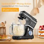 Garvee 7.5 QT Stand Food Mixer, 10-Speed Tilt Head 3 in-1 Kitchen Electric Mixer with Stainless Steel Bowl, Egg Whisk, Dough Hook, Beater, Splash Guard, Compact Dough Mixer for Home Cooks, Black