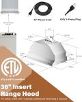 FlyPine 36 inch Stainless Steel Insert Range Hood - 900 CFM, Ultra-Quiet 4-Speed Vent, Touch/Remote Control, LED Lights, Ducted/Ductless Convertible