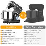 Garvee 7.5 QT Stand Food Mixer, 10-Speed Tilt Head 3 in-1 Kitchen Electric Mixer with Stainless Steel Bowl, Egg Whisk, Dough Hook, Beater, Splash Guard, Compact Dough Mixer for Home Cooks, Black