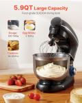 VEVOR 3-in-1 Multifunctional Stand Mixer, 6QT Stainless Steel Bowl, 660W 6+P Speeds Tilt-head Food Mixer with Dough Hook, Wire Whip, Flat Beater, Meat Grinder, Juice Blender, for Baking Mixing, Black