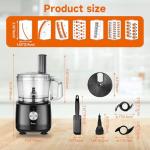 Davivy 7-Cup Food Processor with Built-in Storage Drawer | 600W Motor, 9-Blade Set for Wavy Slicing, French Fries, Dough Kneading | 3-Speed Compact Chopper for Home Kitchen Meal Prep, Black