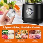 Davivy 7-Cup Food Processor with Built-in Storage Drawer | 600W Motor, 9-Blade Set for Wavy Slicing, French Fries, Dough Kneading | 3-Speed Compact Chopper for Home Kitchen Meal Prep, Black