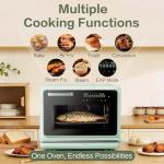 ROBAM Toaster Air Fryer Steam Oven Combo, Countertop Convection Cooker with Fry & Bake, 1.2 Cu.Ft Large Capacity Combi Oven, Smart Touch Precise Temp Control, Multi-Stage, 32 Preset Recipes (Green)