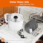 Davivy 7-Cup Food Processor with Built-in Storage Drawer | 600W Motor, 9-Blade Set for Wavy Slicing, French Fries, Dough Kneading | 3-Speed Compact Chopper for Home Kitchen Meal Prep, Black