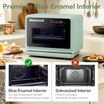 ROBAM Toaster Air Fryer Steam Oven Combo, Countertop Convection Cooker with Fry & Bake, 1.2 Cu.Ft Large Capacity Combi Oven, Smart Touch Precise Temp Control, Multi-Stage, 32 Preset Recipes (Green)