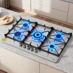 VEVOR 36 inch Gas Cooktop 5 Burners Gas Stove Top, Max 38300BTU Built-in Stainless Steel Stove Top LPG/NG Convertible Dual Fuel Cooktop Stoves with SABAF Dual-Ring Burner for Kitchen Apartment Rvs