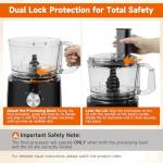 Davivy 7-Cup Food Processor with Built-in Storage Drawer | 600W Motor, 9-Blade Set for Wavy Slicing, French Fries, Dough Kneading | 3-Speed Compact Chopper for Home Kitchen Meal Prep, Black