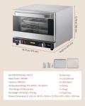 VEVOR Commercial Convection Oven, 21L/19Qt, Quarter-Size Conventional Oven Countertop, 1440W 3-Tier Toaster w/Front Glass Door, Electric Baking Oven w/Trays Wire Racks Clip Gloves, 120V
