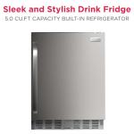 Frigidaire 5.0 CU FT./142L capacity built in under counter fridge. Frost free, Staineless Steel