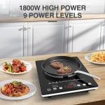 Electric Cooktop Single Burner Portable Stove 1800W 110v -120v Countertop Hot Plates Electric Plug in, Touch Control, Child Lock, 9 Power Levels Low Noise, 4 Hour-Timer Infrared Cooktop