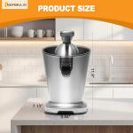 NEWBULIG Electric Citrus Juicer, Automatic Orange Juicer Squeezer with Soft-Grip Handle, Orange Juice Extractor Machines for Lemon Lime Grapefruit, Auto Shut-Off & Dishwasher Safe Parts, Silver
