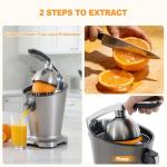 NEWBULIG Electric Citrus Juicer, Automatic Orange Juicer Squeezer with Soft-Grip Handle, Orange Juice Extractor Machines for Lemon Lime Grapefruit, Auto Shut-Off & Dishwasher Safe Parts, Silver