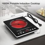 Electric Cooktop Single Burner Portable Stove 1800W 110v -120v Countertop Hot Plates Electric Plug in, Touch Control, Child Lock, 9 Power Levels Low Noise, 4 Hour-Timer Infrared Cooktop