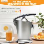 NEWBULIG Electric Citrus Juicer, Automatic Orange Juicer Squeezer with Soft-Grip Handle, Orange Juice Extractor Machines for Lemon Lime Grapefruit, Auto Shut-Off & Dishwasher Safe Parts, Silver