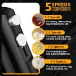 Lord Eagle 5-Speed Hand Mixer Electric With 4 Stainless Steel Mixing Bowls Set, 300W Lightweight Kitchen Handheld Mixer with Measuring Cups & Spoons, Baking Supplies for Cake, Black