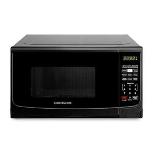 Farberware Countertop Microwave 900 Watts, 0.9 Cu. Ft. - Microwave Oven With LED Lighting and Child Lock - Perfect for Apartments and Dorms - Easy Clean Grey Interior, Retro Black