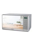 COMMERCIAL CHEF 0.7 Cu Ft Microwave with 10 Power Levels, 700W Microwave with Digital Display, Countertop Microwave with Child Safety Door Lock, Programmable with Push Button, Stainless Steel