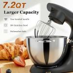 DOBBOR Stand Mixer,7.2-QT 6-Speed Tilt-Head Electric Stand Mixer,Kitchen Electric Mixer with Dough Hook, Wire Whip & Beater,Food Mixer for Baking, Cake and Most Home Cooks (Silver Gray)