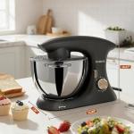 DOBBOR Stand Mixer,7.2-QT 6-Speed Tilt-Head Electric Stand Mixer,Kitchen Electric Mixer with Dough Hook, Wire Whip & Beater,Food Mixer for Baking, Cake and Most Home Cooks (Silver Gray)