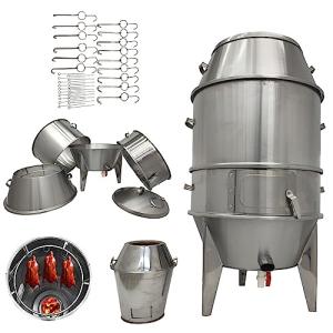 TECHTONGDA Stainless Steel Duck Oven Commercial Charcoal Roast Duck Oven, 23.6x23.6x53in Chicken Duck Roaster Cooker with 15 Hooks 20 Tail Pins