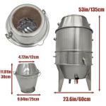 TECHTONGDA Stainless Steel Duck Oven Commercial Charcoal Roast Duck Oven, 23.6x23.6x53in Chicken Duck Roaster Cooker with 15 Hooks 20 Tail Pins