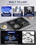 SENGMATE 24 Inch Gas Cooktop, 4 Burner Gas Stove Top, Built-In or Countertop Design, Black Tempered Glass, NG/LPG Convertible, Flame Failure Protection, Ideal for Home Kitchens, RVs & Compact Spaces