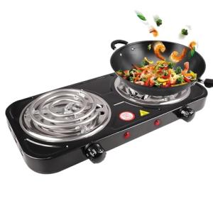 Timoau Electric Countertop Burner, Double Burner, 2000W Induction Cooktop, Portable Electric Hot Plate, 5 Level Adjustable Temperature Control Cooking Ranges for Home Dorm Camping Cooking