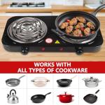 Timoau Electric Countertop Burner, Double Burner, 2000W Induction Cooktop, Portable Electric Hot Plate, 5 Level Adjustable Temperature Control Cooking Ranges for Home Dorm Camping Cooking