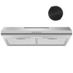 Zomagas 24 inch Range Hood Under Cabinet, Stainless Steel Range Hood 280CFM, Slim Kitchen Stove Hood w/Push Button, Ducted/Ductless Convertible, 3 Speeds Exhaust Fan, LED Light and Carbon Filter