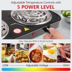 Timoau Electric Countertop Burner, Double Burner, 2000W Induction Cooktop, Portable Electric Hot Plate, 5 Level Adjustable Temperature Control Cooking Ranges for Home Dorm Camping Cooking