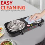 Timoau Electric Countertop Burner, Double Burner, 2000W Induction Cooktop, Portable Electric Hot Plate, 5 Level Adjustable Temperature Control Cooking Ranges for Home Dorm Camping Cooking